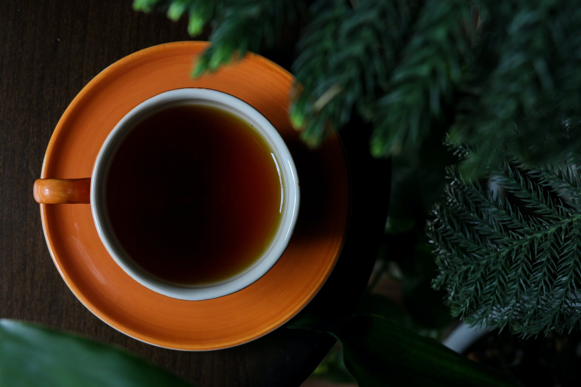 brown ceramic mug with tea